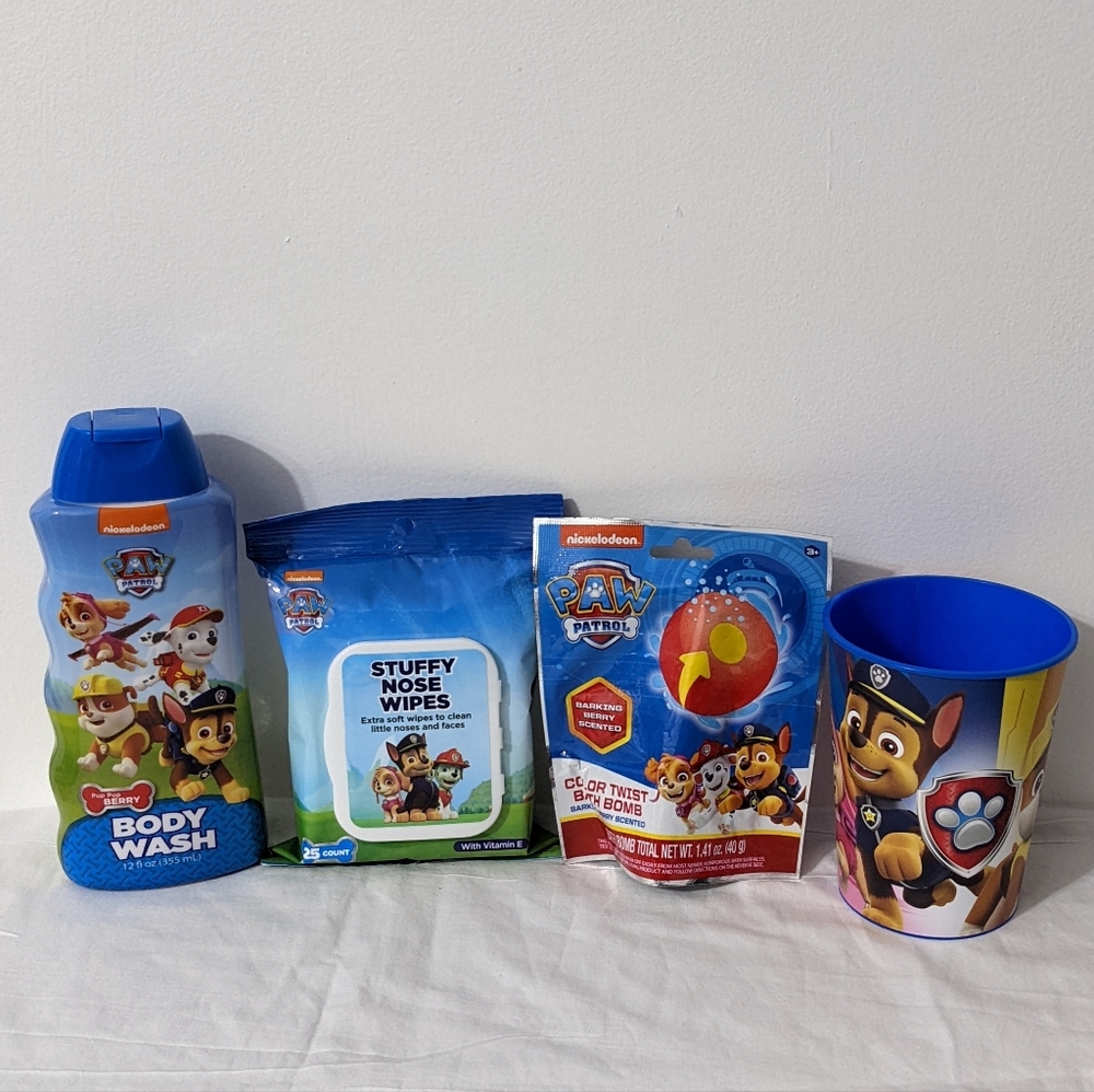 Paw Patrol Bundle(Body Wash|Stuffy Nose Wipes|Color Twist Bath Bomb|Plastic Cup)